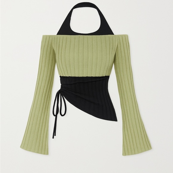 SHEIN Tops - NWT Olive and Black Off-Shoulder Sweater RW3